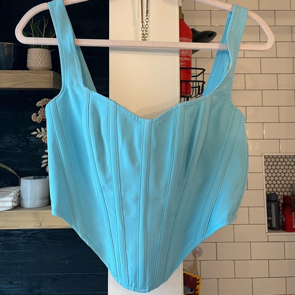 Bardot Corset. Bustier, in Blue Size 6